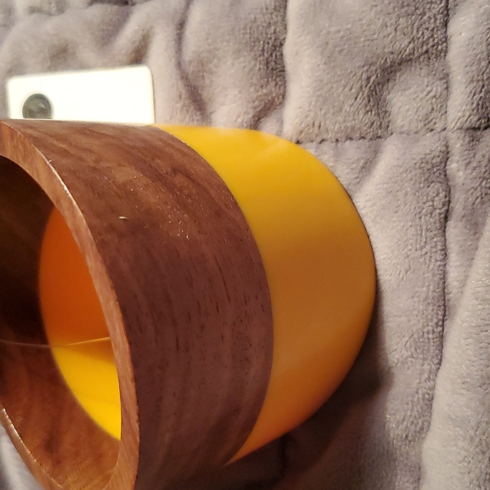 Forever 21 Wood & Plastic Yellow Bracelet One Size